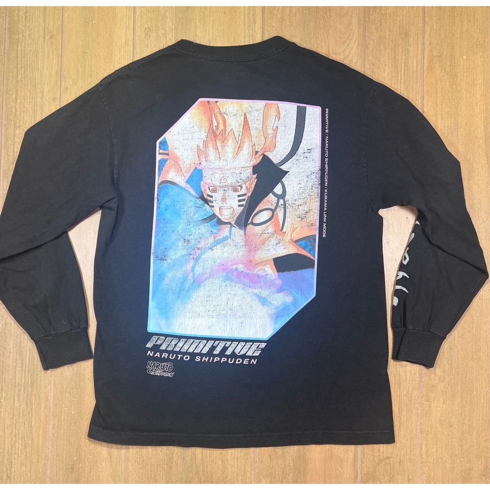 Primitive Naruto Shippuden Kurama Link Mode Black Long Sleeve T-Shirt Mens M